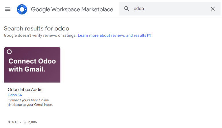 Odoo收件箱插件在Google Workspace Marketplace上。