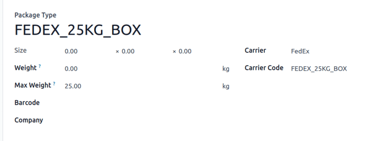 FedEx 25公斤箱的包裹类型。
