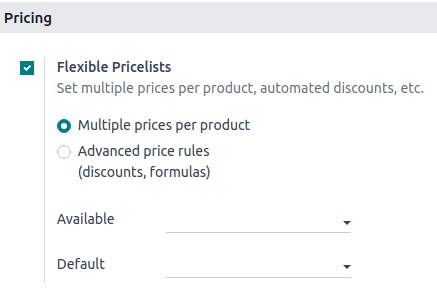 Enabling pricelists in the general P0S settings